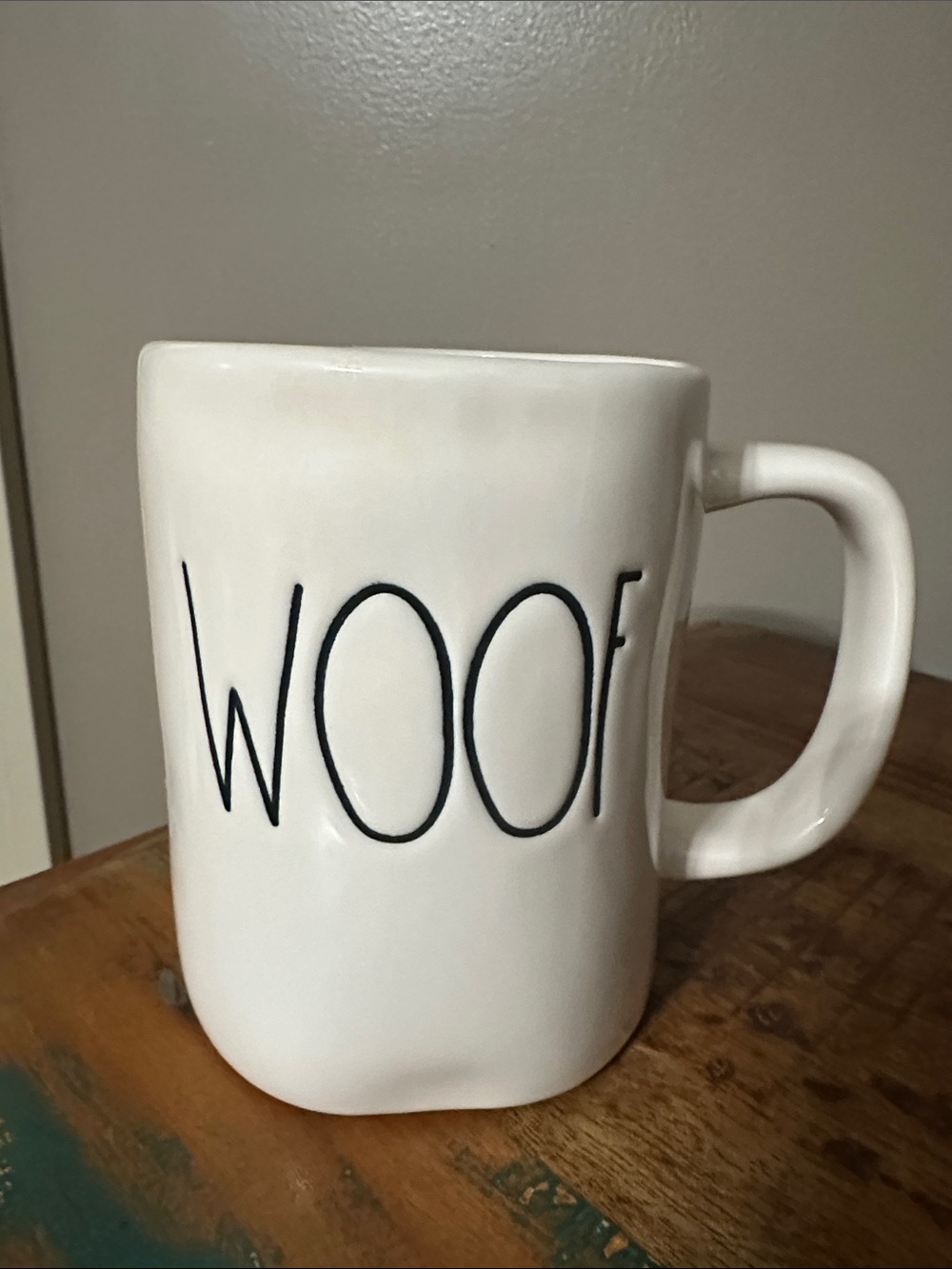 WOOF White Ceramic Dog Mug - Classic Pet Lover Gift Rae Dunn